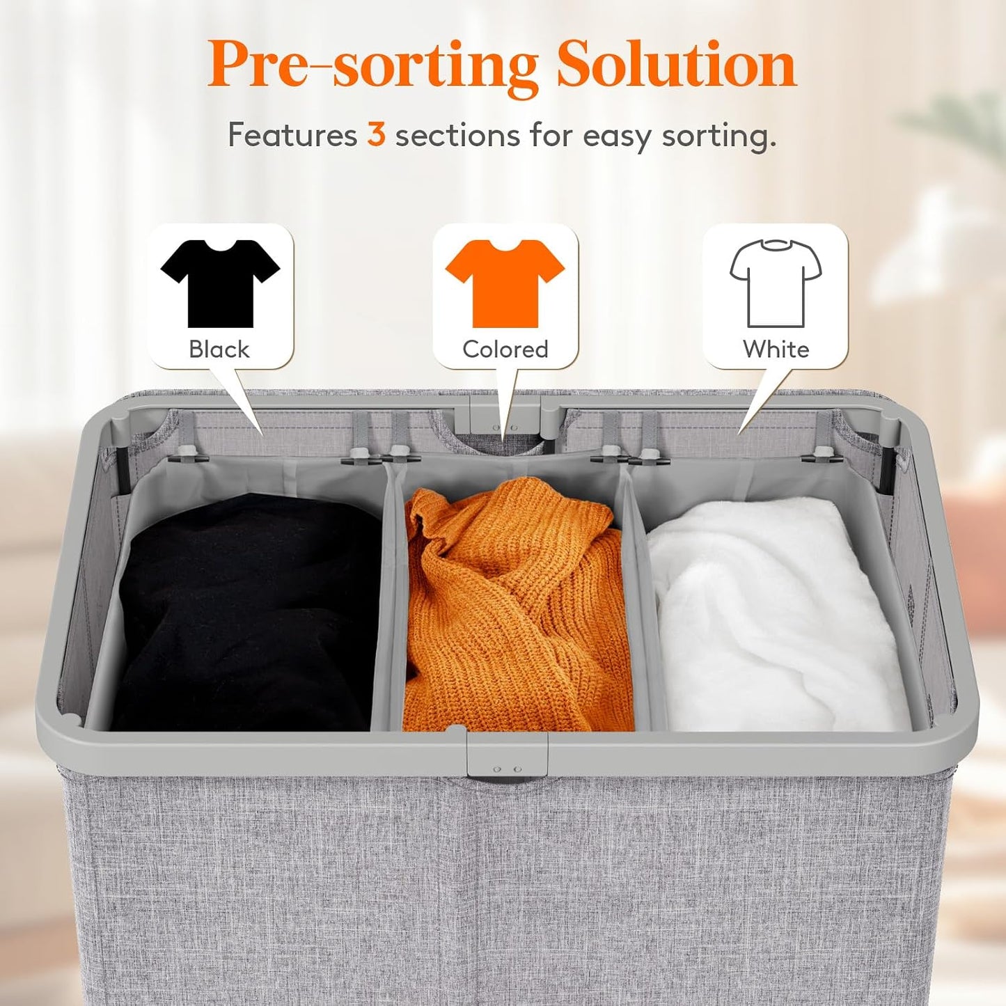Lifewit 165L Large Laundry Basket with Lid, Laundry Hamper with Plastic Handles and Removable Bag, Foldable Tall Dirty Clothes Hampers for Laundry for Laundry Room, Bedroom, Bathroom, Dorm, Beige