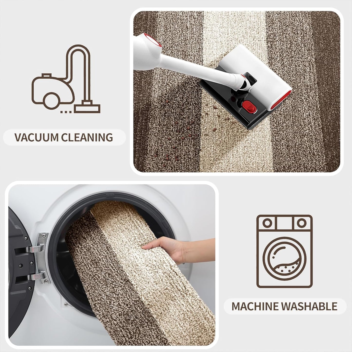 Kitinjoy Indoor Outdoor Door Mat, 32x20 Non-Slip Absorbent Dirt Trapper, Low-Profile Washable Inside Entrance Front Floor Mat, Sturdy Soft Entry Doormats for Entryway, Grey