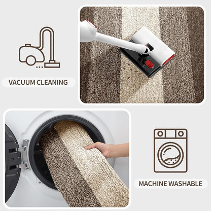 Kitinjoy Indoor Outdoor Door Mat, 32x20 Non-Slip Absorbent Dirt Trapper, Low-Profile Washable Inside Entrance Front Floor Mat, Sturdy Soft Entry Doormats for Entryway, Grey