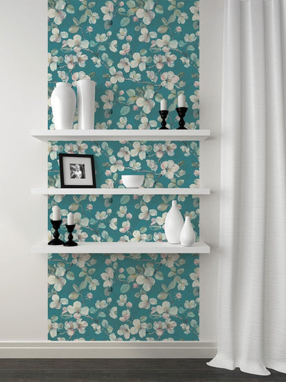 Peel and Stick Wallpaper Roll 17.5 x 216 Whispering Tales Design in Vinyl Sticker Paper for Accent Panels, Bedroom, Kitchen, Office or Shelf Liner
