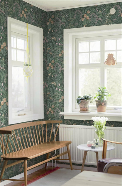 Safiyya Peel and Stick Wallpaper Floral Green and White Leaf Contact Paper for Cabinets 17.3"x 78.7" Self Adhesive Removable Wallpaper for Bathroom Renter Friendly Wall Paper Vinyl Roll