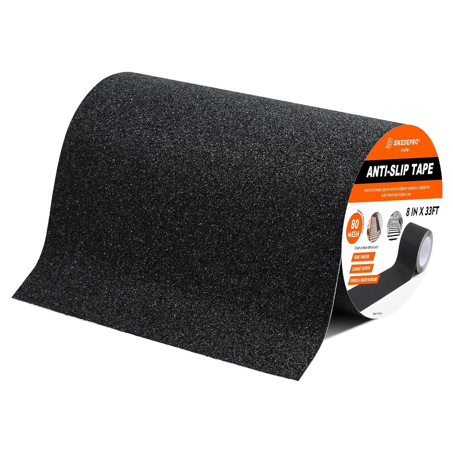 SIKEDEPRO 4" x 33Ft Heavy Duty Anti-Slip Tape,Skateboard Grip Tape, Non-Skid Safety Traction Tape for Staircases Outdoor/Indoor, Waterproof High Traction Stairs Non Skid Treads