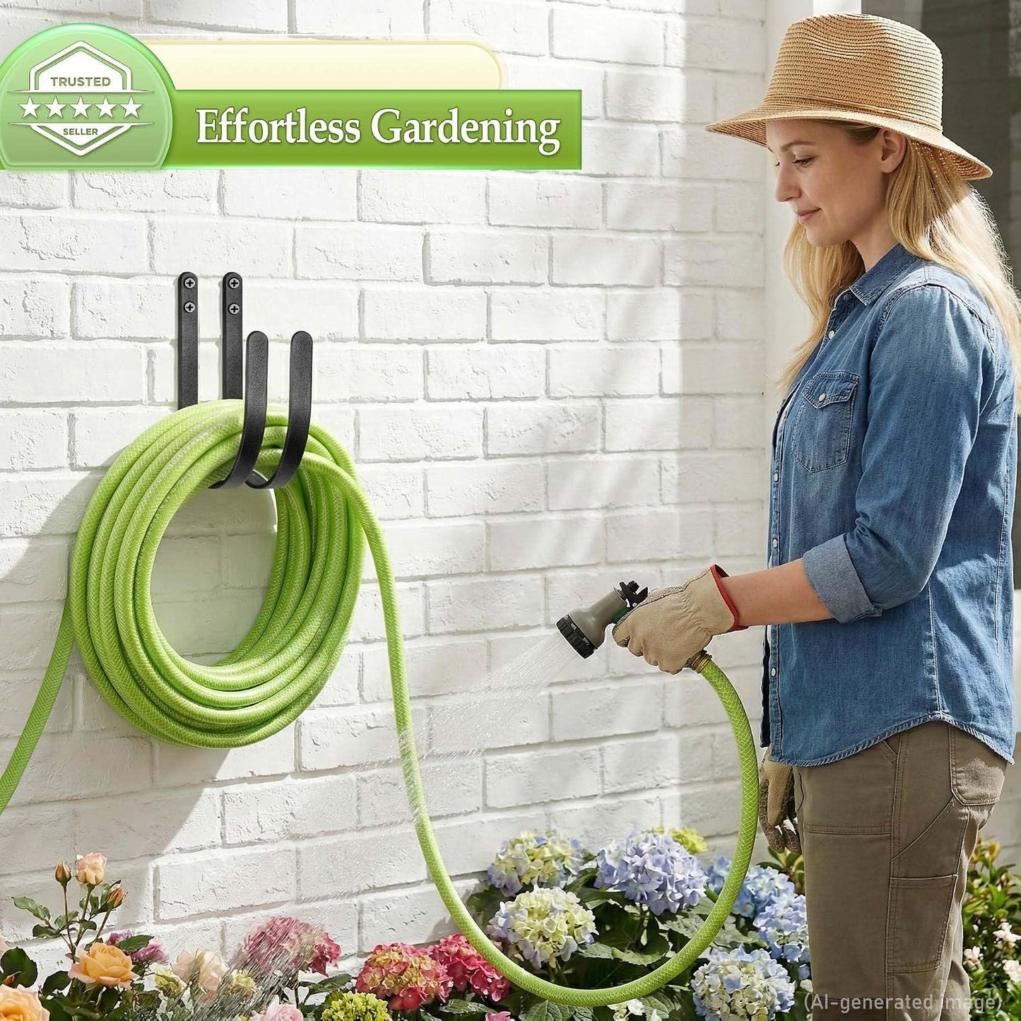 Lifyzoon 2Pack Heavy Duty Garden Hose Holder - Wall Mount Metal Hose Hanger | Rust-proof Water Hose Racks, 60 lbs Weight Capacity, Sturdy Outdoor Yard Organizer, Garage Tool & Backyard Storage