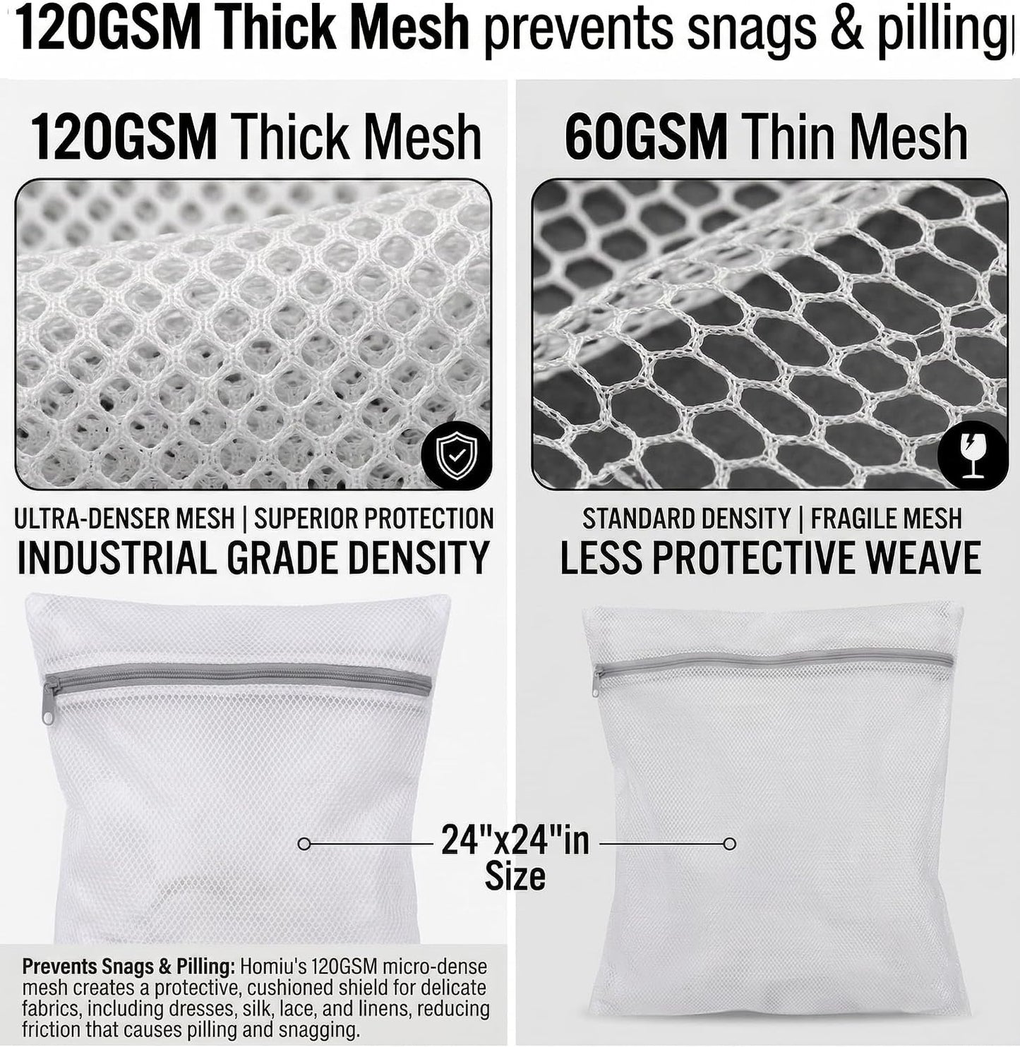 12x16 Small Mesh Laundry Bags for Delicates, 4-Pack – for Lingerie, Bras, Socks & Swimwear – 120GSM Honeycomb Mesh Protects Delicates in Washer & Dryer