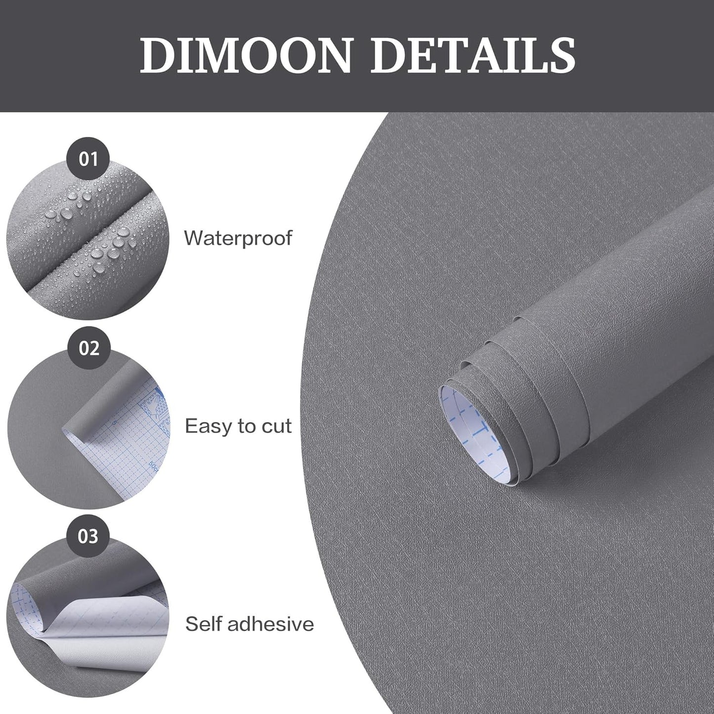 Dimoon 17.7''x118'' Peel and Stick Wallpaper White Contact Paper for New Environmentally Friendly Materials Thickening Upgrade Embossed Renter Friendly Wall Paper Modern Vinyl Wrap Countertop Bedroom