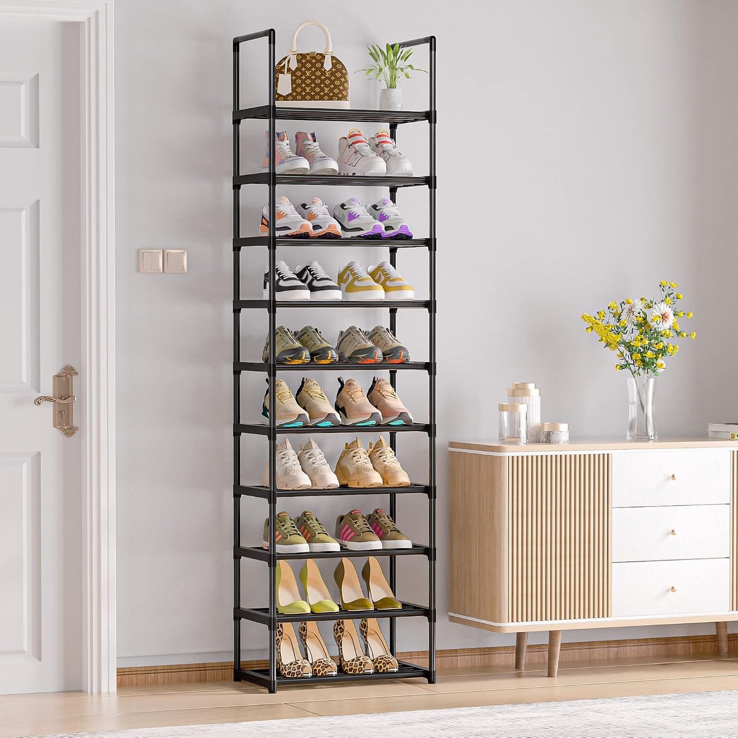 OYREL Sturdy Metal Organizer for Narrow Closets, Shoe Shelf Stand