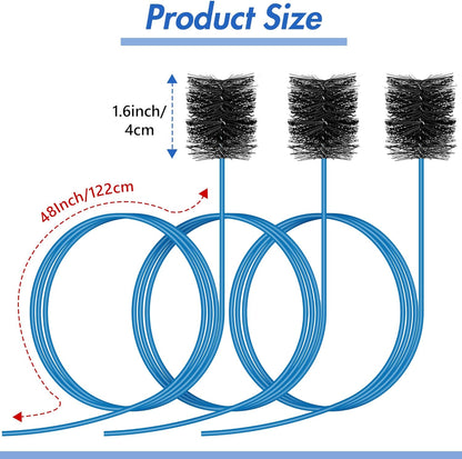 3 Pcs Condensate Trap Flexible Drain Brush, 48 Inch AC Drain Line Cleaning Brush for AC & HAVC Condensate P Trap, Black