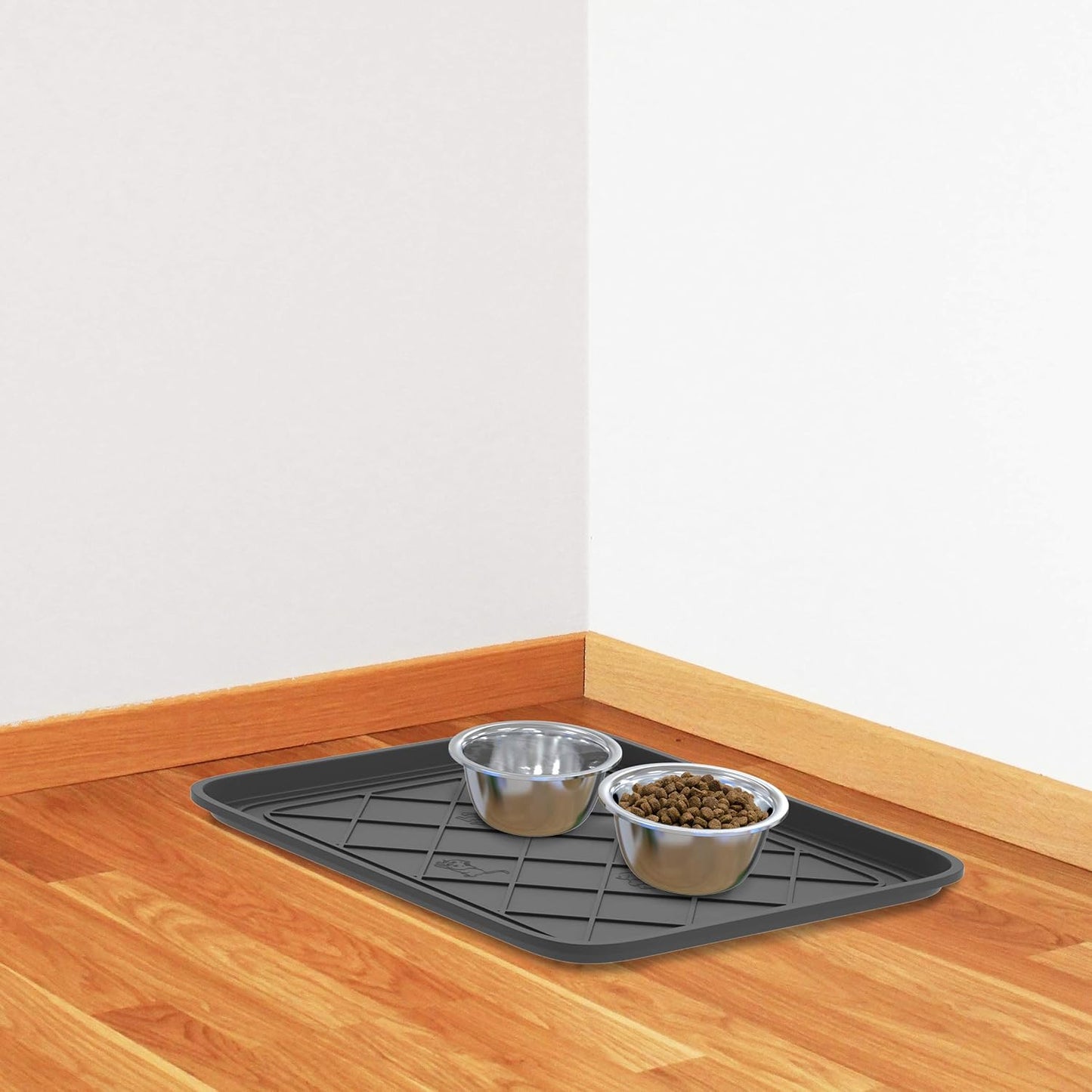 All Weather Boot Tray - Small Water Resistant Plastic Utility Shoe Mat for Indoor and Outdoor Use in All Seasons by Stalwart (Set of Two, Dark Grey)