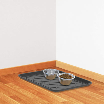 All Weather Boot Tray - Small Water Resistant Plastic Utility Shoe Mat for Indoor and Outdoor Use in All Seasons by Stalwart (Set of Two, Dark Grey)