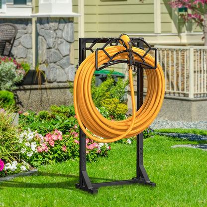 Garden Hose Holder Reel, Upgraded Metal Hose Reels Holds 150ft Hose, Heavy Duty Freestanding Water Hose Holders, Detachable Hose Storage Hanger for Outside - Fan-Shaped