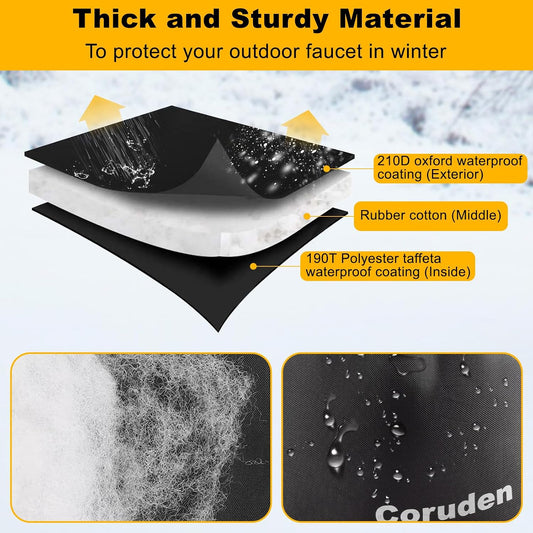 Pro Outdoor Faucet Covers for Winter Freeze Protection, Thicken 7.1" W x 8.7" H Outside Hose Bib Covers for Winter, Water Spigot Covers Insulated for Winter Waterproof Reusable (Blalck-4PCS)