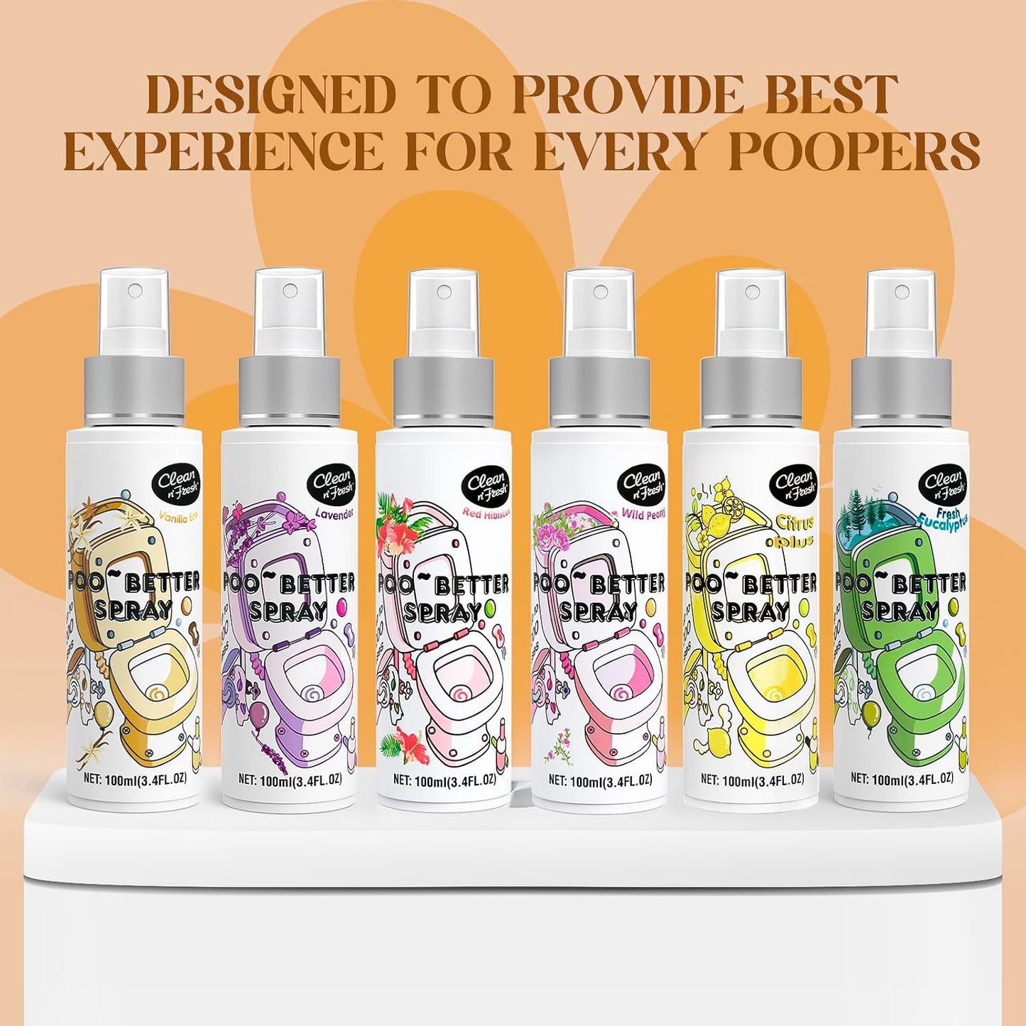 Clean-n-Fresh Toilet Spray, 6.8 Fl.oz Poo Spray | Up to 400+ Uses, 100% Natural Plant Essential Oil Citrus Scent, Bathroom Deodorizer