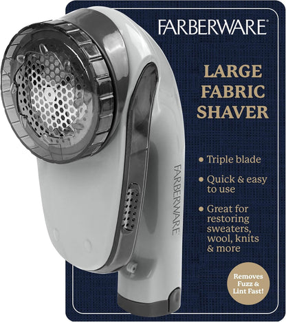 Farberware Fabric Shaver & Lint Remover for Clothes – Battery Operated Lint Shaver with Triple Blades, Sweater Shaver to Remove Pilling for Clothing, Couch, Furniture, Fuzz, Lint Balls