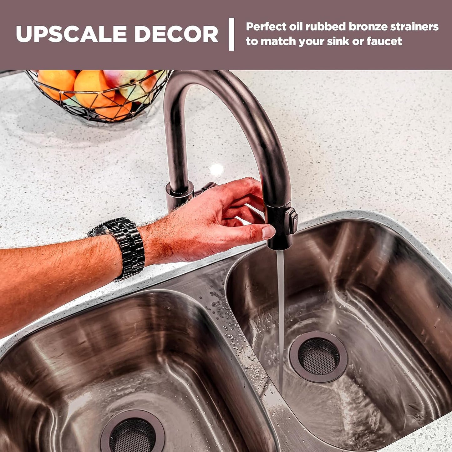 Retisee 2 Pcs Sink Strainer Stainless Steel Kitchen Sink Drain Strainer Basket Cover Mesh Hair Food Catcher, Large Wide Rim of 4.4 Diameter(Brushed Silver)