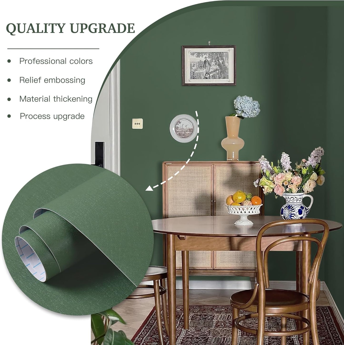 Dimoon 17.7''x118'' Peel and Stick Wallpaper White Contact Paper for New Environmentally Friendly Materials Thickening Upgrade Embossed Renter Friendly Wall Paper Modern Vinyl Wrap Countertop Bedroom