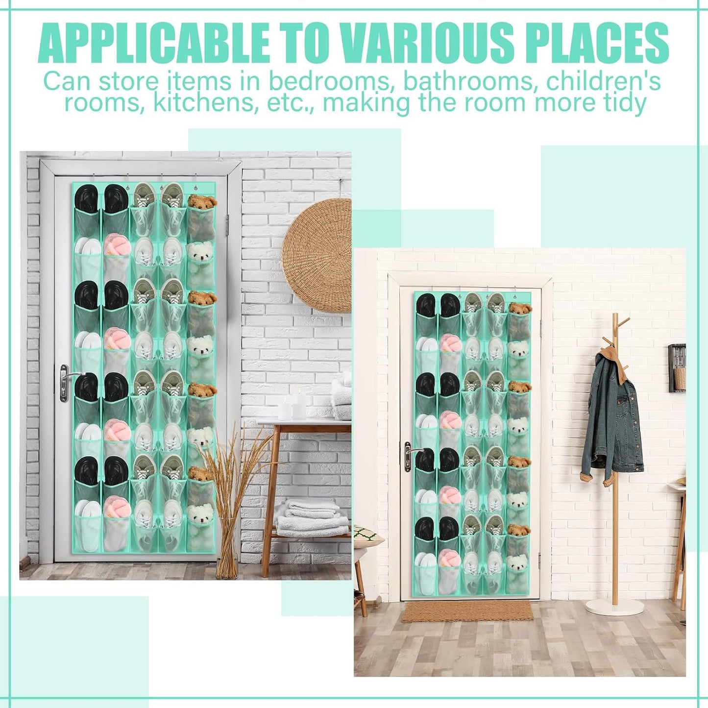 Windyun 40 Over The Door Shoe Organizer, Large Mesh Pocket Hanging Shoe Rack Hanger Large Capacity Gray Behind The Door Storage Holder for Dorm College Closet Entryway Bedroom Utility Room Women Men