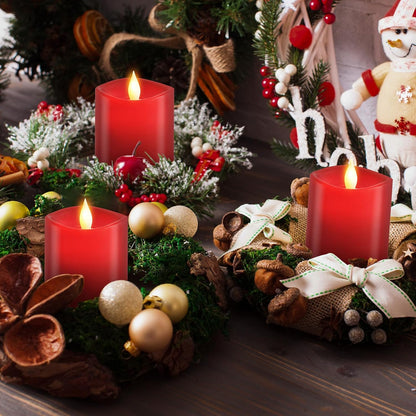 3x4 Flickering Flameless Candles Set of 3,Real Wax Pillar LED Candles,with Timer,4 inch Flameless Candles with Remote,for Party Wedding Holiday Home Decor,Ivory