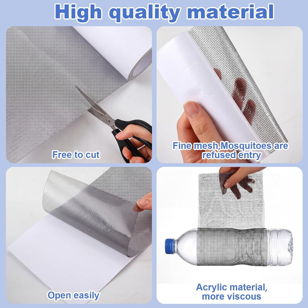 CroBlissful Extra Wide 5 inch x 20 ft Window Screen Tape Mesh Repair Strong Adhesive Waterproof Fiberglass Screen Repair Kit Patch for Window Door Tears Holes(Black)