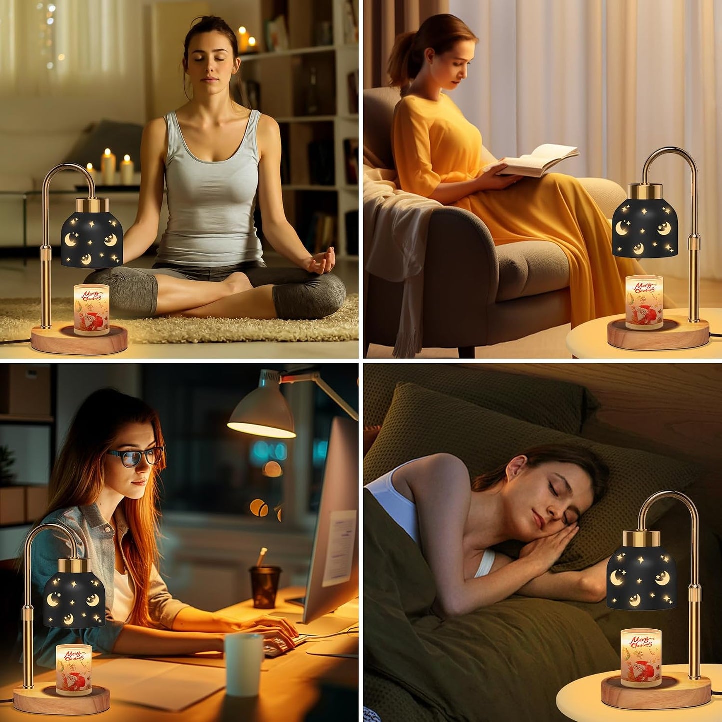Candle Warmer Lamp with Timer Dimmer, Height & Brightness Adjustable | Black Electric Wax Warmer for Women Mom, Christmas & Birthday Gift, House Warming Gift New Home Decor