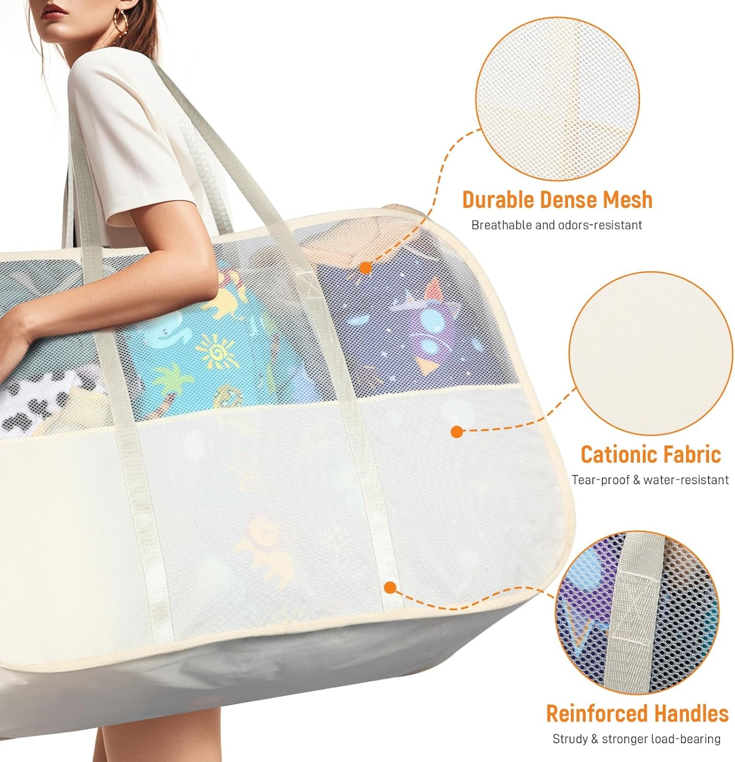 Collapsible Laundry Baskets with 3 Compartment, 150L Tear-proof Pop Up Hamper, Foldable Laundry Basket with Tote Handles, Dirty Clothes Hamper for Laundry, Bedroom, Bathroom, Dorm Grey