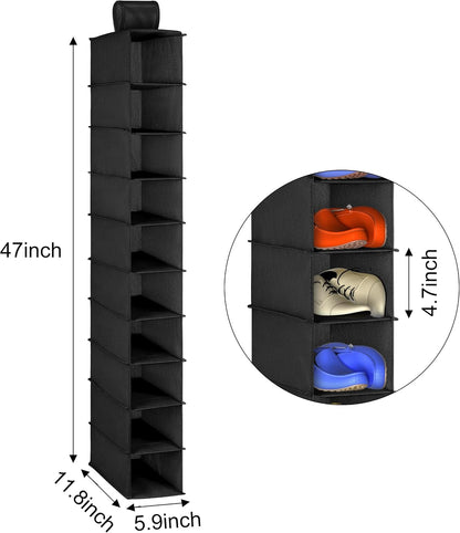 Libeder Hanging Shoe Organizer, 10-Shelf Closet Organizer with 6 Mesh Side Pockets