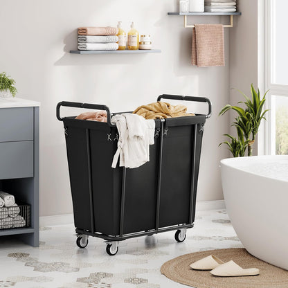 Gewudraw Large laundry hamper with Wheels, 3 Bag Big Rolling Laundry Hamper Sorter Cart, Extra Large Laundry Clothes Hamper, Heavy Duty Laundry Basket Organizer for Laundry Room,Bathroom,Black