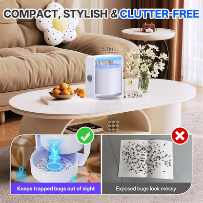 Fruit Fly Traps for Indoors, Gnat and Insects Catcher for House with UV Light, Fan Suction, Ideal for Garage, Kitchen, Patio, Plant Pots, Bedroom, 5 Sticky Pads Included, USB-C Powered