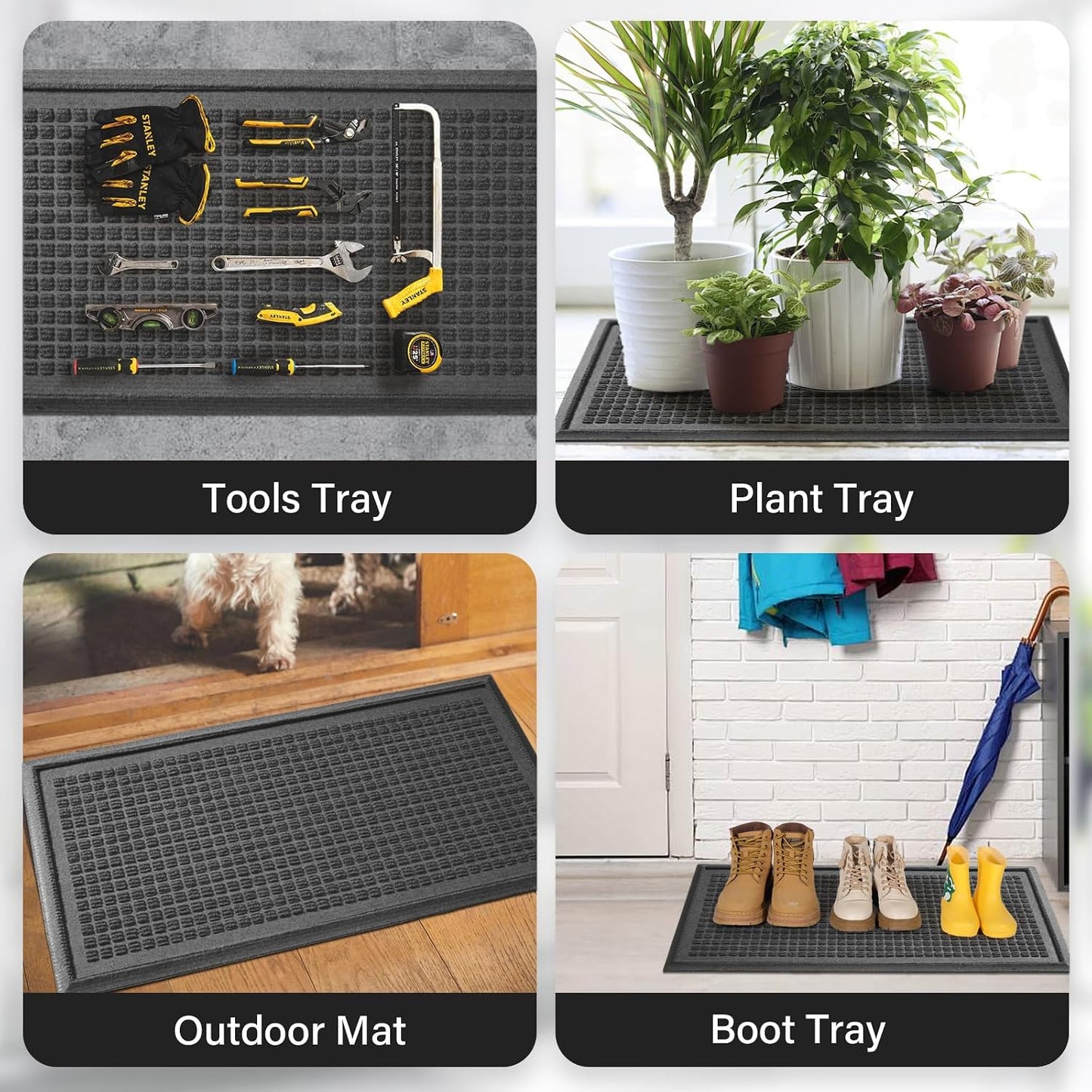 HIYARD Boot Tray for Entryway, Non-Slip Shoe Tray Drying Mat, Waterproof Boot Mat for Muddy Boots, Heavy Duty Shoe Storage Trays, Indoor/Outdoor Use, 16x47 inches, Beige
