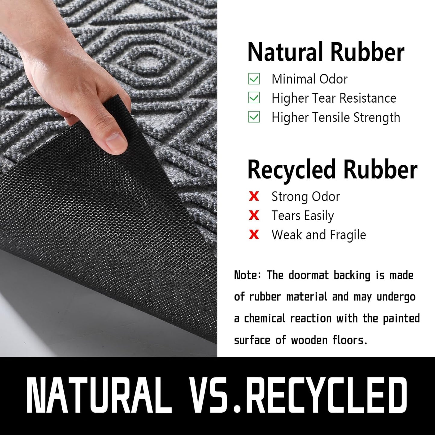 Yimobra Front Door Mat Outside Entrance 29.5x17, Waterproof Heavy Duty Outdoor Mats for Front Door, Non Slip Rubber Entry Mat for Garage Patio Indoor, Grey