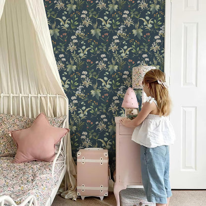 Simon&Siff Vintage Wallpaper Peel and Stick Beige Floral Contact Paper Wildflowers Botanical Wall Paper Removable Renter Friendly Wallpaper 17.3in x 9.8ft