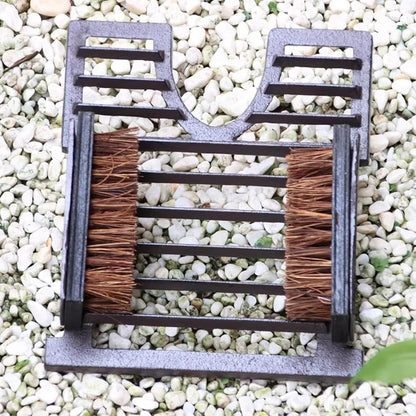 Cast Iron Shoe Brush, Rust Brown Shoe Cleaner with Bristles, 4.3 Inch Height Boot Scraper Mat for Porch, Entryway, Hallway