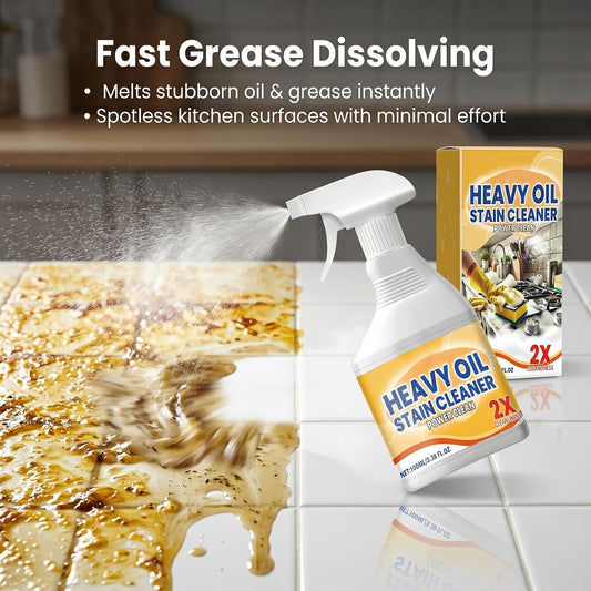 Heavy Duty Kitchen Degreaser Spray, Powerful Cleaner for Stubborn Oil Stains, Grease Remover for Stovetops, Countertops, Ovens & Grills, 2 PCS
