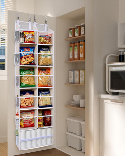ULG Over the Door Organizer, 5-Tier Extra Large Hanging Storage with 10 Mesh Pockets, 100 lbs Capacity, Heavy Duty Door Organizer for Closet, Bedroom, Nursery Storage, Beige