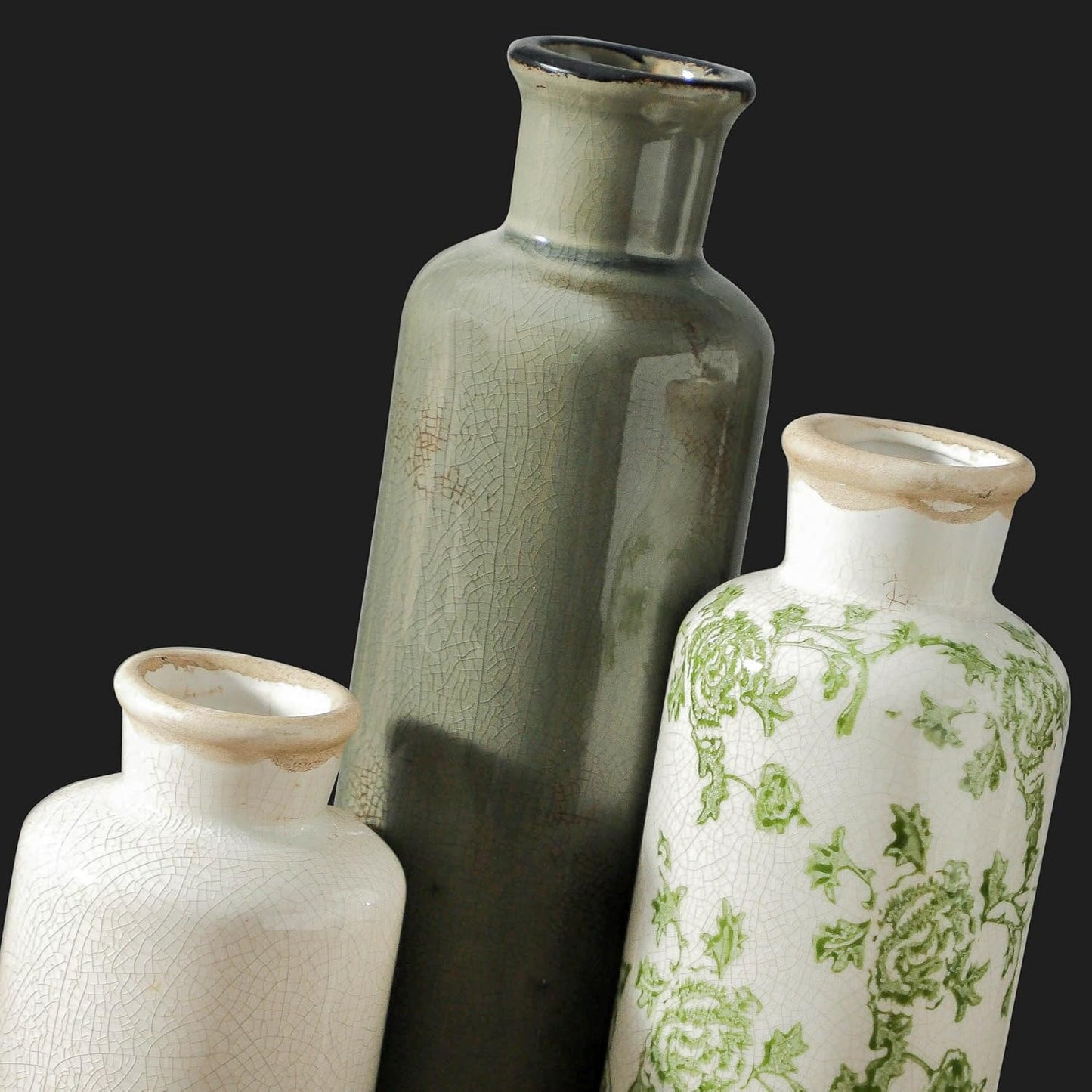 Ceramic Vase Set of 3, Neutral Flower Vases Home Decor, Pottery Rustic Farmhouse Decorative Vases Modern Decor for Table Mantel Entryway Bookshelf Living Room Kitchen Bedroom - Brown