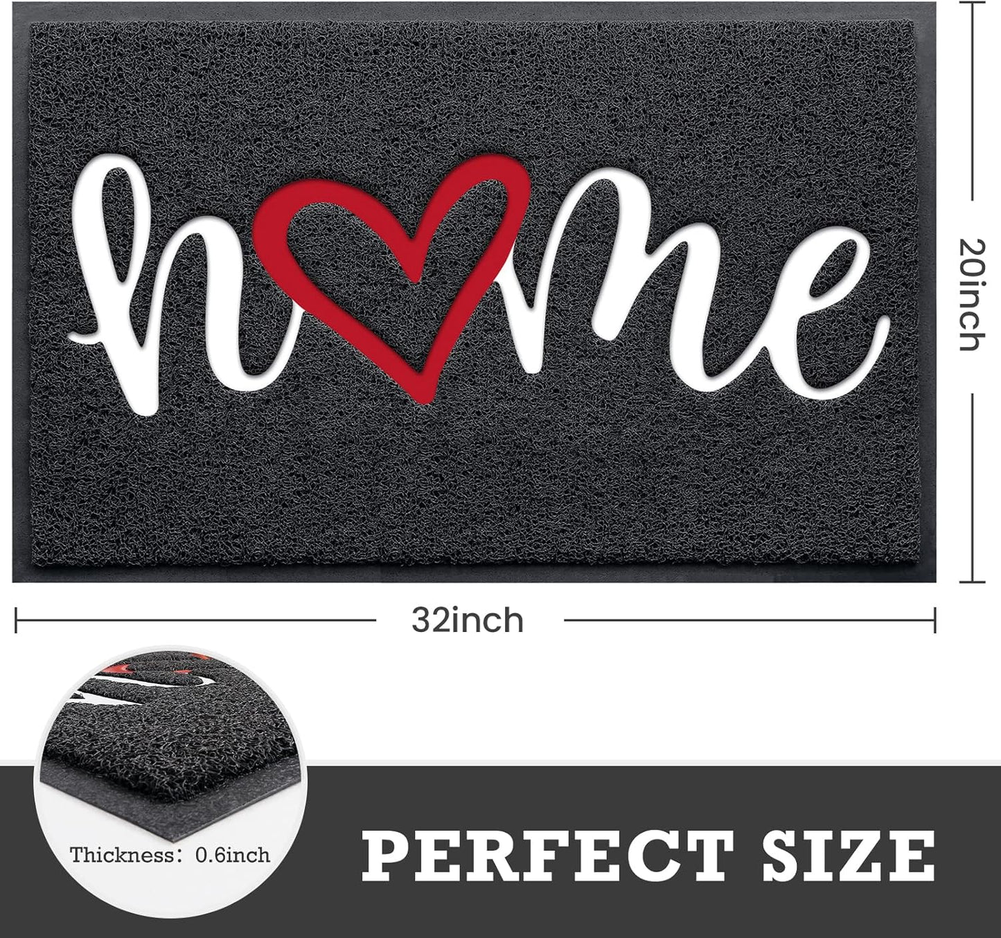 CozyBounty Black Door Mat Welcome Mats Outdoor Indoor Non-Slip Doormat for Entryway Low-Profile Floor Mat for Yard, Garage, High Traffic Areas (30"x17.5", Black)