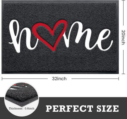CozyBounty Black Door Mat Welcome Mats Outdoor Indoor Non-Slip Doormat for Entryway Low-Profile Floor Mat for Yard, Garage, High Traffic Areas (30"x17.5", Black)
