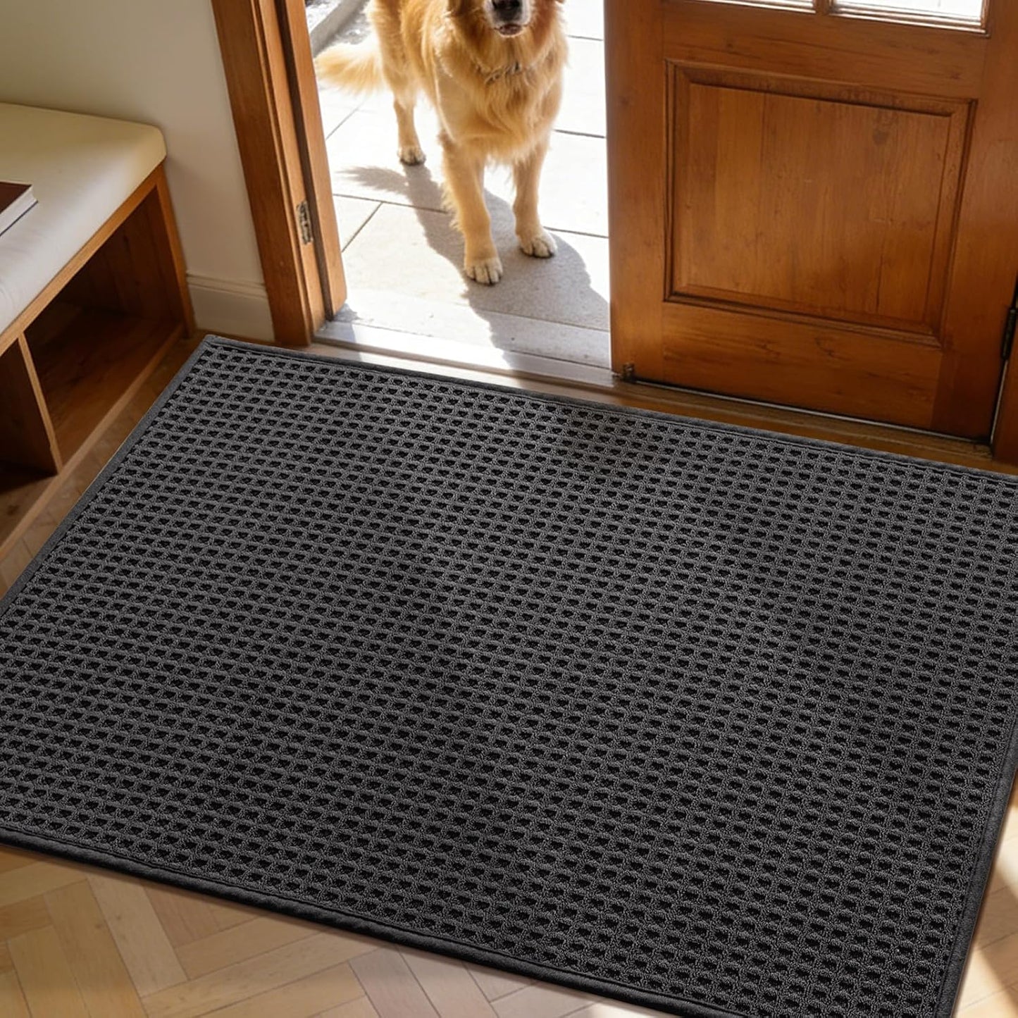 YIHOUSE Indoor Door Mat 24" x 36", Non-Slip Washable Entryway Mat, Dirt Trapper Absorbent Entrance Mat, Low Profile Floor Mat for Front/Back Door, Entryway, Khaki