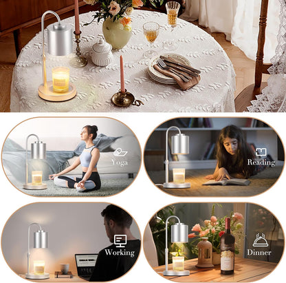 CASTLELIFE Dimmable Candle Warmer Lamp with Timer, Height Adjustable Candle Warmer for Jar Candles, Electric Wax Melt Warmer for Home Decor House Warming Gifts, Birthday Gifts for Women, Black Clear