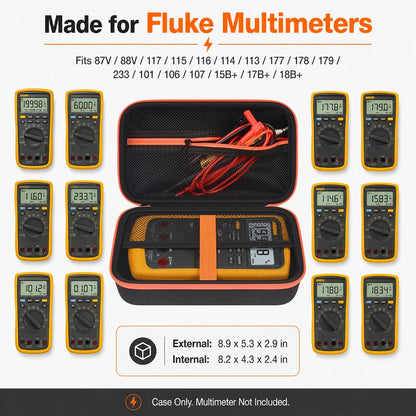 Comecase Hard Carrying Case for Fluke 87-V/ 88V/ 15B+/ 17B+ and More Digital Multimeter, Protective Travel Storage Bag - Black