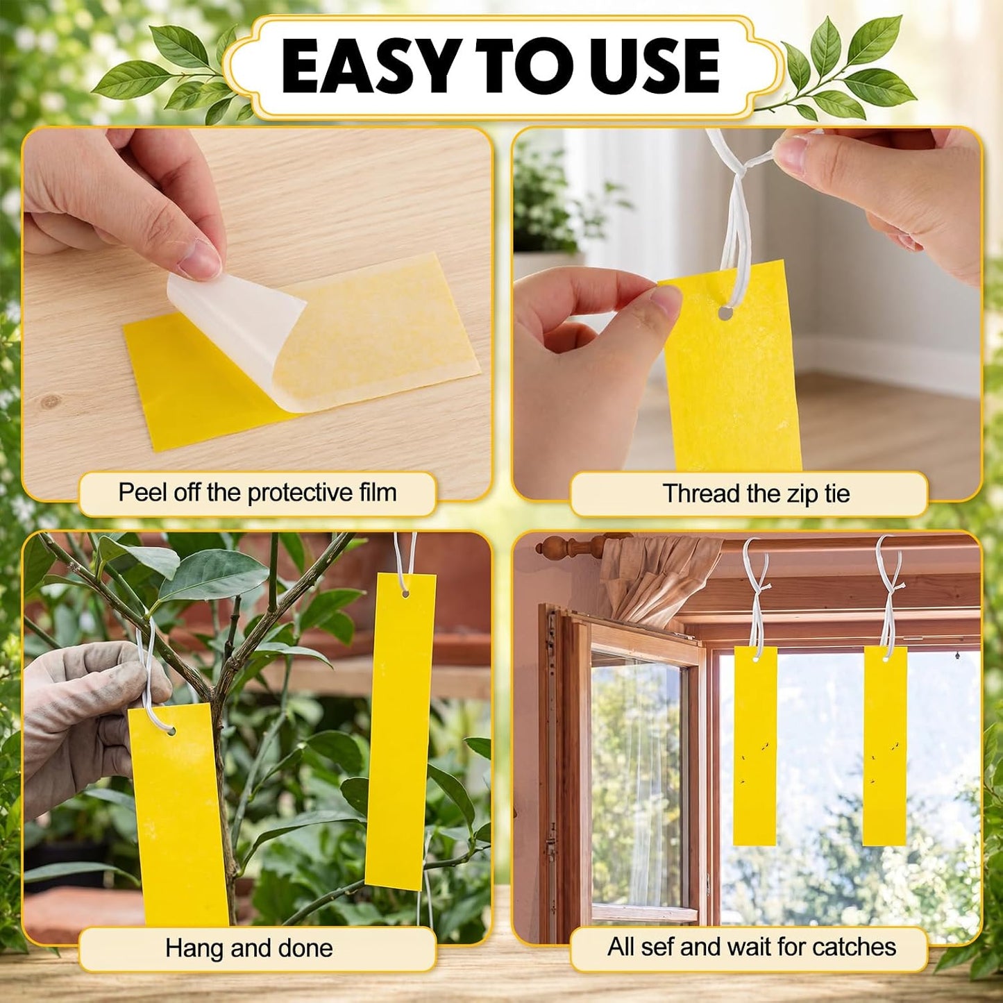 250 Pack Yellow Sticky Fly Traps for Gnats Indoor Outdoor with Twist Ties Double Sided Hanging Fly Paper Strips for Plant Insect Mosquitoes Fruit Flies Garden Farm Kitchen (2 x 10 Inch)