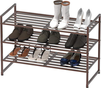 Simple Houseware 3-Tier Stackable Shoes Rack Storage Shelf, Black