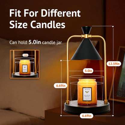 XJZJY Candle Warmer Lamp with Timer Dimmer,Unique Birthday Gifts for Women Mom,House Warming Gifts New Home Room Decor,Wax melt Warmer for Scented Wax Jar Candles,Black-Large