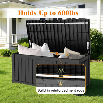 Outdoor Storage Box, 50 Gallon Waterproof Deck Storage Box, Lockable Patio Storage Bins for Package Delivery, Porch, Garden Tool, Cushions, Anti-Theft Weatherproof & UV-Resistant Parcel Drop Box