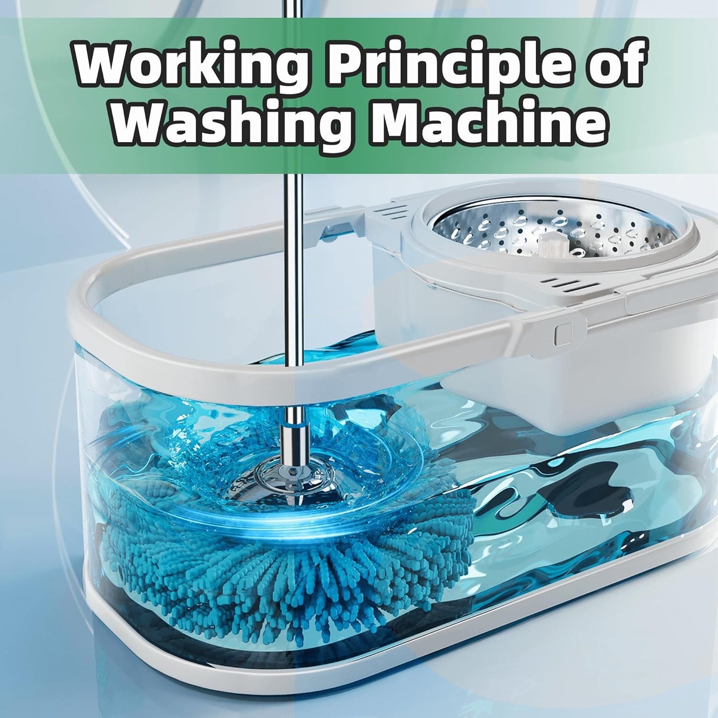 Spin Mop and Bucket with Wringer Set for Home,360° Mop and Bucket with Separate Clean and Dirty Water,Wet Dust Mop for Floor Cleaning with Extra Refills (Silver with 6 Pads)