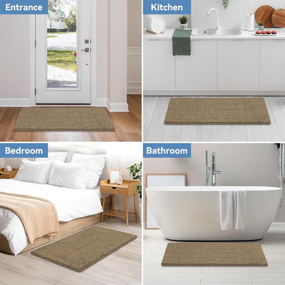 Bcoimo Bathroom Rugs 24x17, Bath Mats for Bathroom Non Slip with Rubber Backing,High Absorbent Microfiber Bath Rugs Quick Drying, Machine Washable, Durable Decor