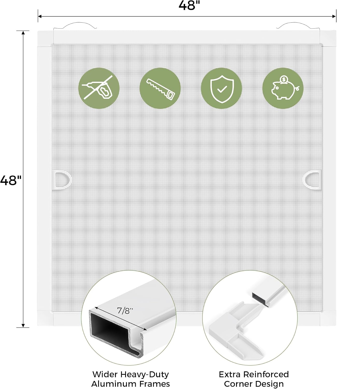 FLYZZZ 2-Pack Window Screen Frame Kit, Heavy-Duty DIY Window Screen Replacement Kit up to 48" x 60" with Upgraded Aluminum Frame (125g/m), Full Tool Set & Easy-Install Clips