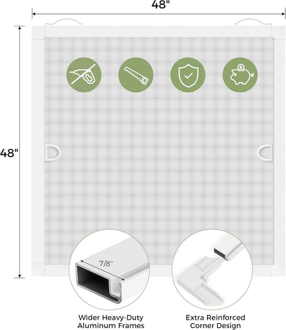 FLYZZZ 2-Pack Window Screen Frame Kit, Heavy-Duty DIY Window Screen Replacement Kit up to 48" x 60" with Upgraded Aluminum Frame (125g/m), Full Tool Set & Easy-Install Clips