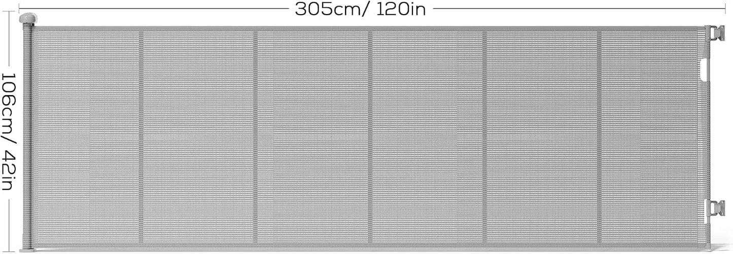 Retractable Baby Gate for Stairs, 42" Tall X 200" Wide Mesh Dog Gate Indoor, Child Gate for Doorways, Hallways, Deck, Indoor Outdoor Pet Baby Safety Essentials for Home, Black