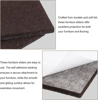 uxcell Furniture Pads, 16Pcs 2.5" - Square Self Adhesive Felt Furniture Pads, Floor Protectors for Furniture Feet Chairs Legs Hardwood Floors (Brown)