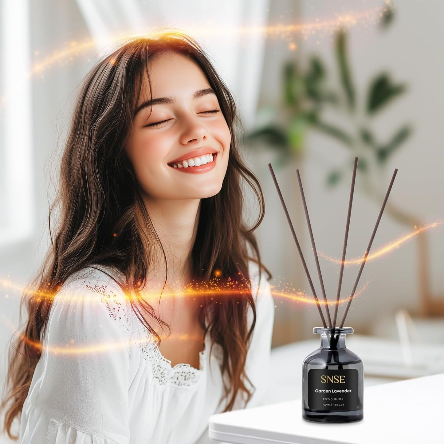 SNSE Clean Linen Reed Diffuser Set | 3.38 oz Scent Fragrance Oil Diffuser for Bedroom, Bathroom, Home Décor and Gift, Decorative Air Fresheners with Sticks